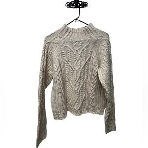 US Polo Assn beige funnel Neck cable knit chunky sweater size medium